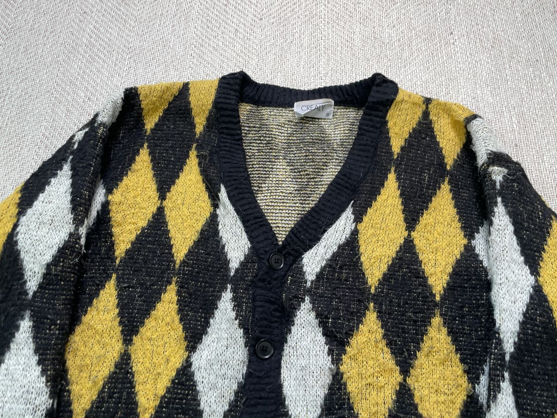 빈티지 모헤어 아가일패턴 가디건  J03907 상품이미지3