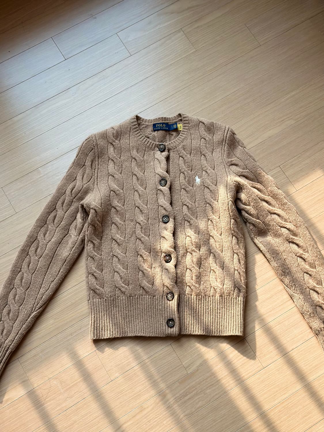 폴로 울 블렌드 수지 가디건 카멜 S 상품이미지6