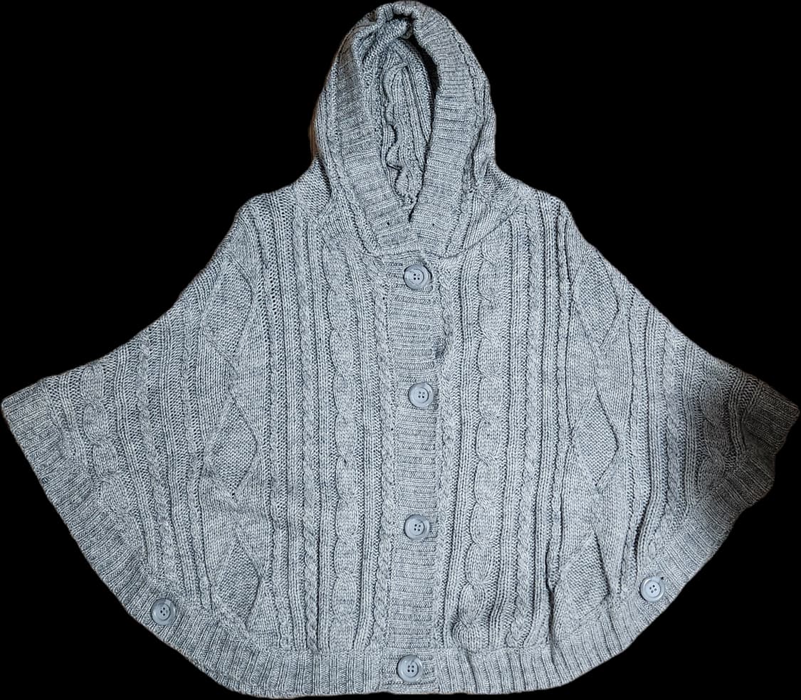 일본빈티지 그레이 니트 케이프 후드 가디건 상품이미지1
