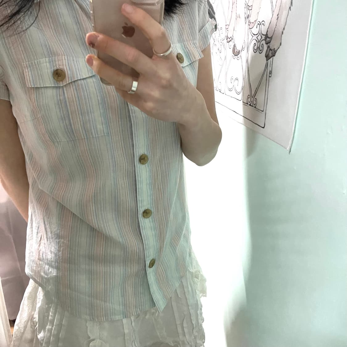 23구 모리걸 스트라이프 셔츠 상품이미지1