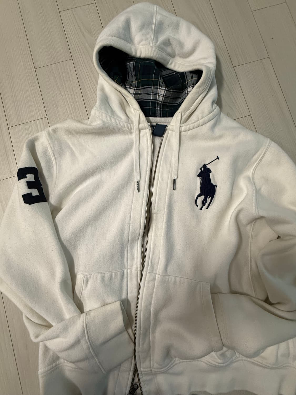 폴로 랄프로렌 체크 빅포니 화이트 후드집업 상품이미지1