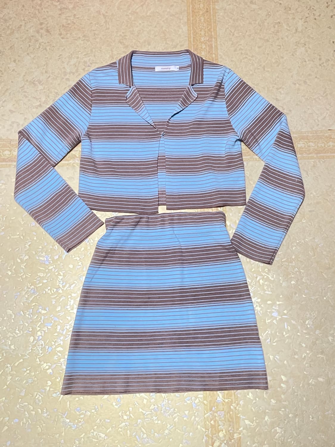 민트초코 라떼 큐리티 C stripe knit set-up  상품이미지6