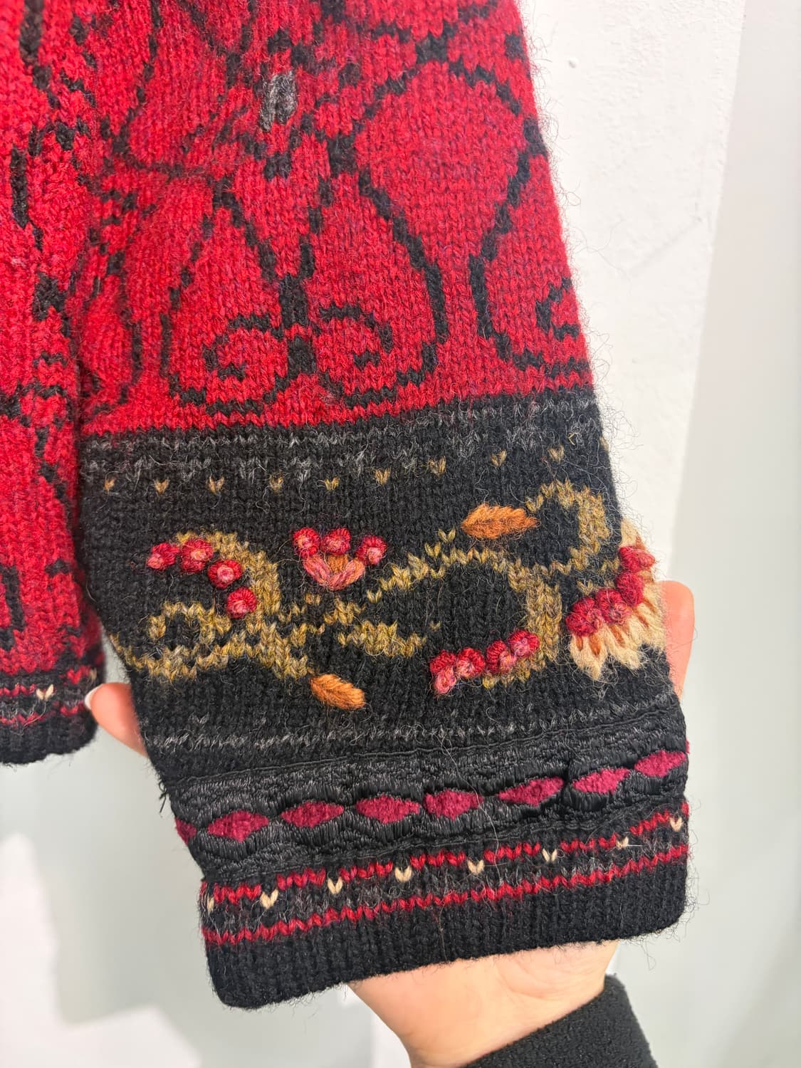 [M] Shetland 울 100% 자수 노르딕 니트 가디건 M 상품이미지7