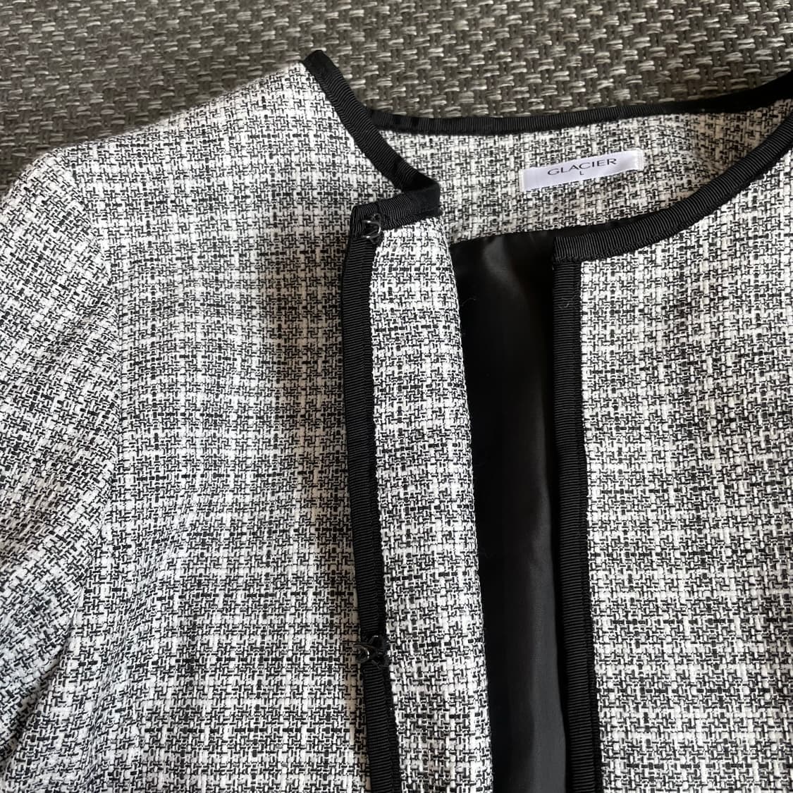 JPN 블랙화이트 트위드 자켓 L 상품이미지3
