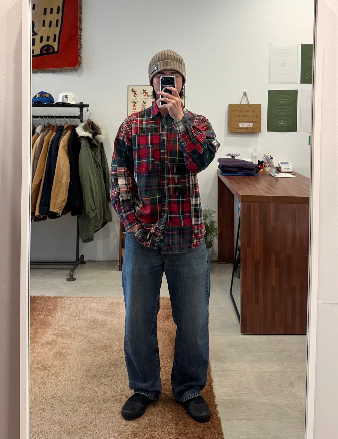 90s J.crew 제이크루 플란넬 퀼티드 패치워크 셔츠 상품이미지2