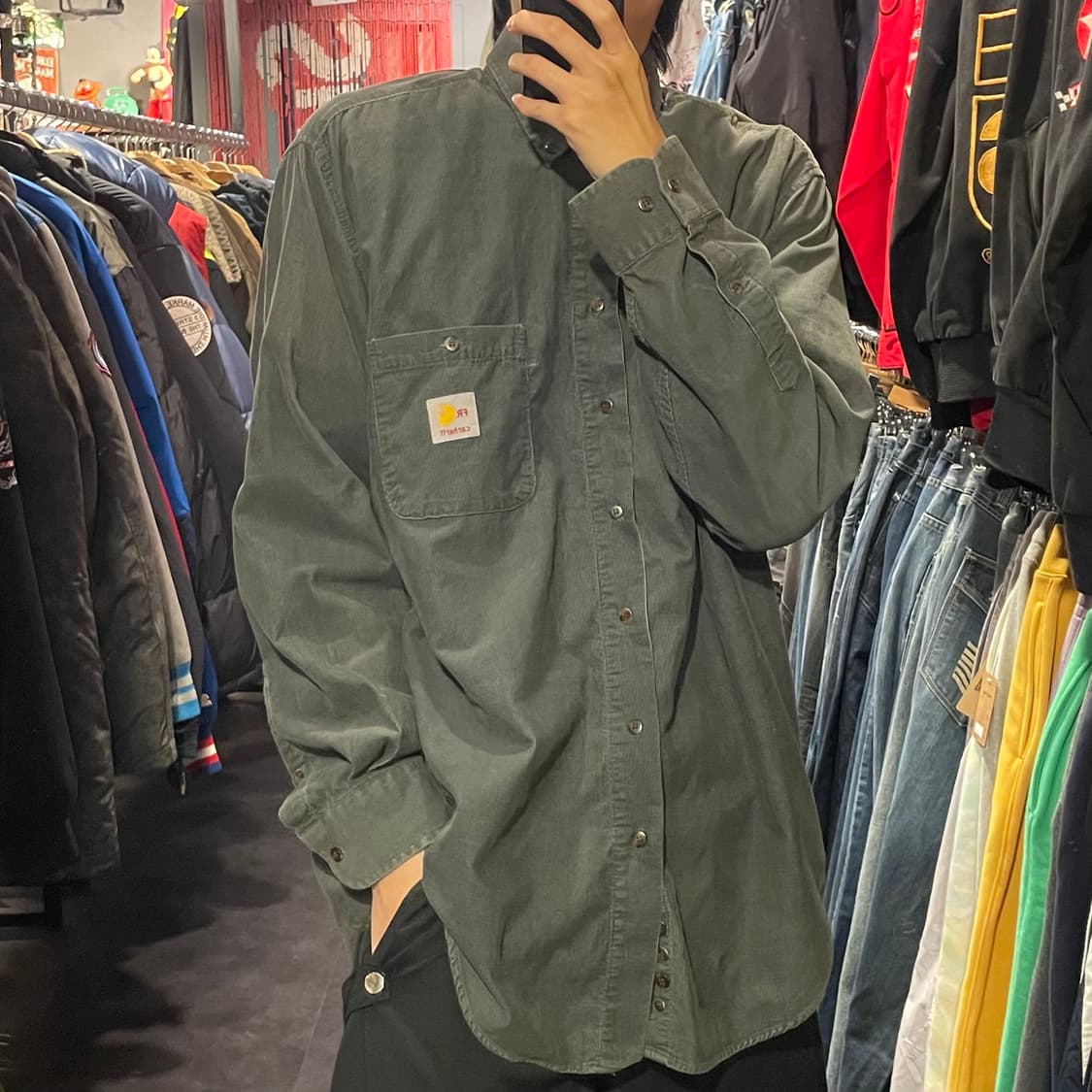 [IM] carhartt 칼하트 코듀로이 카키 긴팔셔츠 상품이미지5