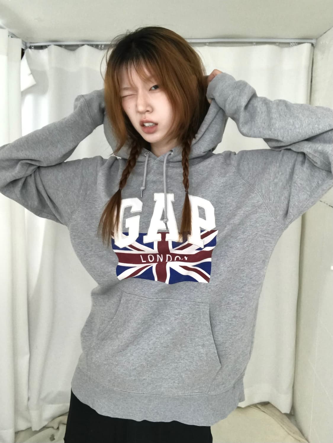 🇬🇧 갭 런던 유니언잭 그레이 후드티 상품이미지1