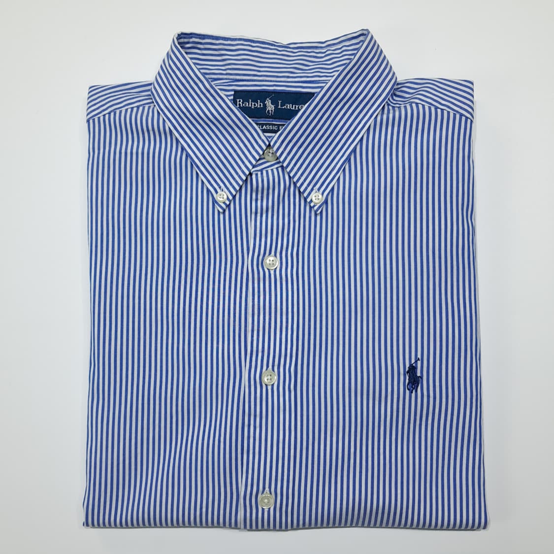 CL965 XL 폴로 90s 홍콩판 클래식핏 블루 스트라이프 셔츠 남방 상품이미지7