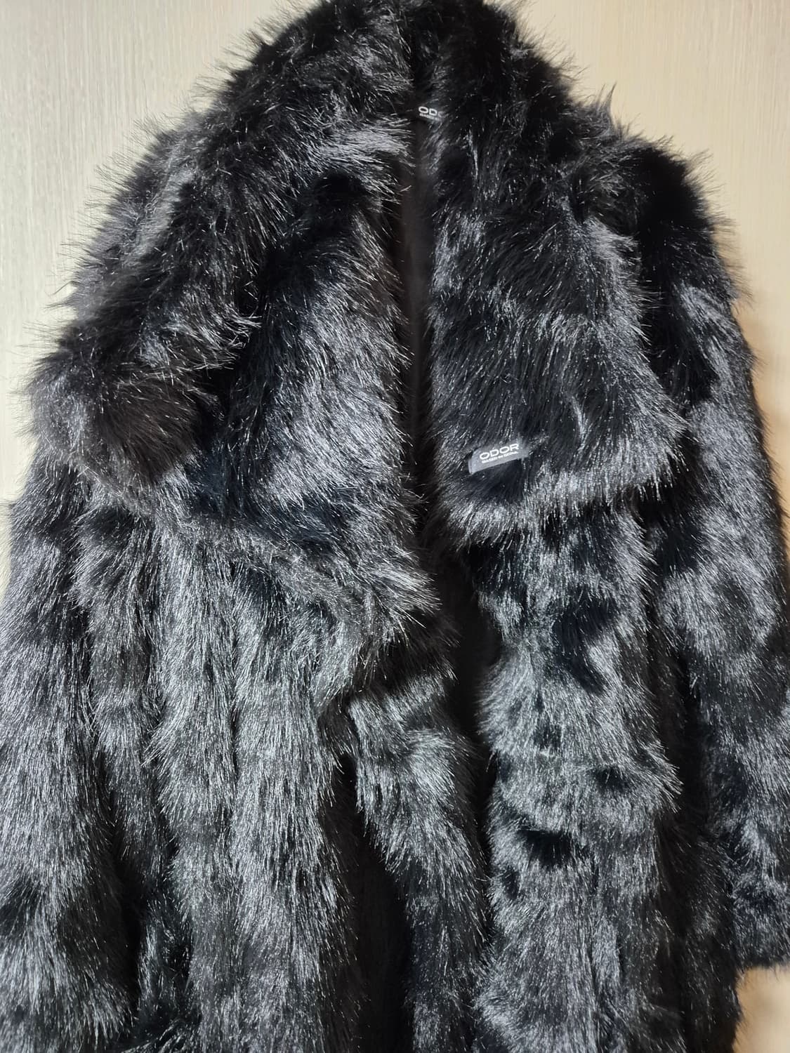 (새제품) 오도어 퍼자켓 에코퍼 롱코트 블랙 상품이미지6