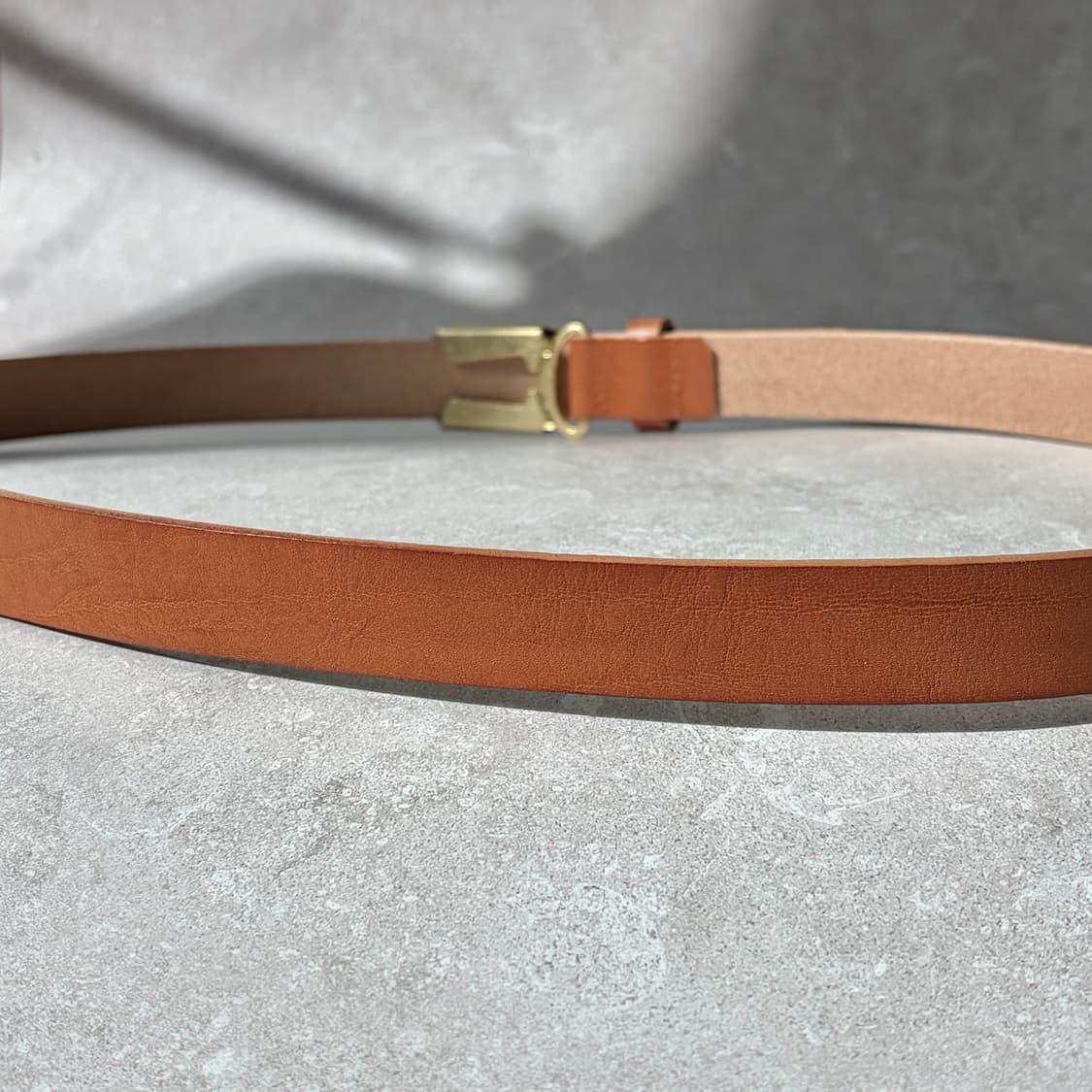 Oribell 미니멀 빈티지 골드 스틸 버클 이태리 베지터블 벨트 상품이미지6