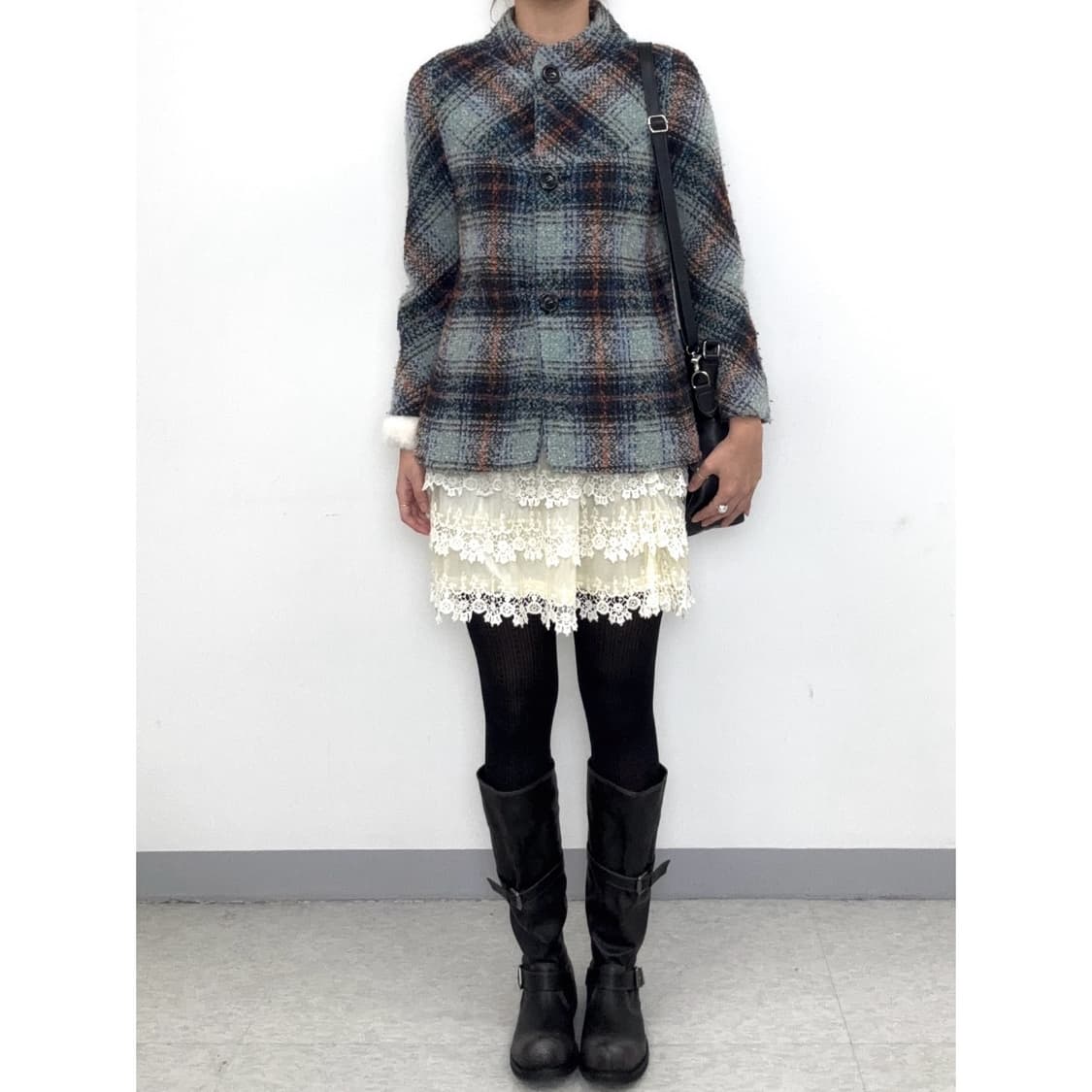 빈티지 민트 하프 울코트 자켓 상품이미지2