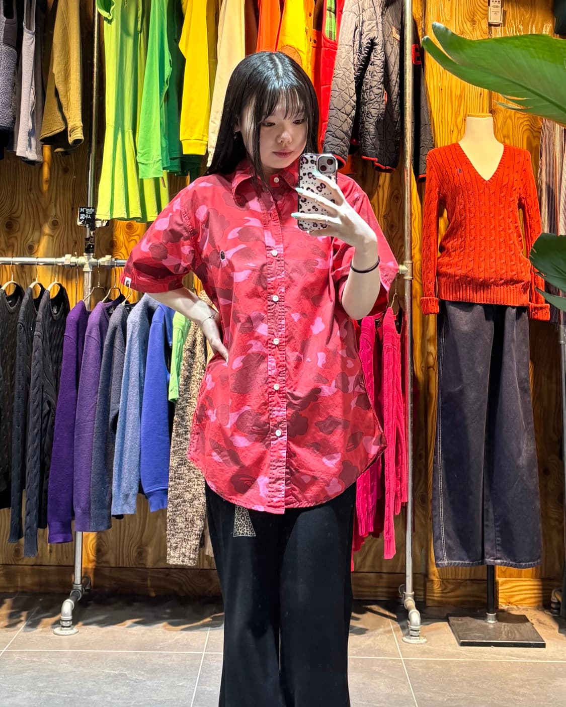 M A BATHING APE 베이프 미니 샤루 레드 카모 하프셔츠 상품이미지2