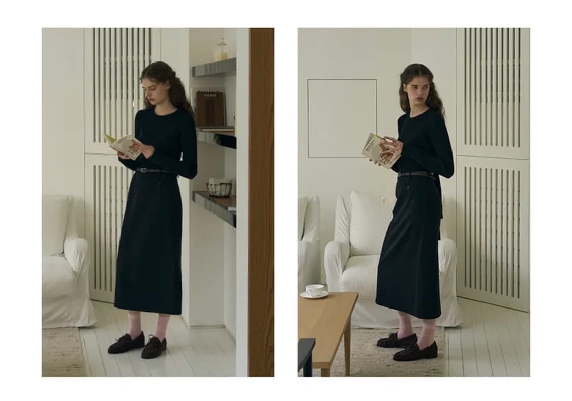 (새상품)(S) 드로우핏 우먼 에이치 라인 스트랩 펜슬 스커트 상품이미지6