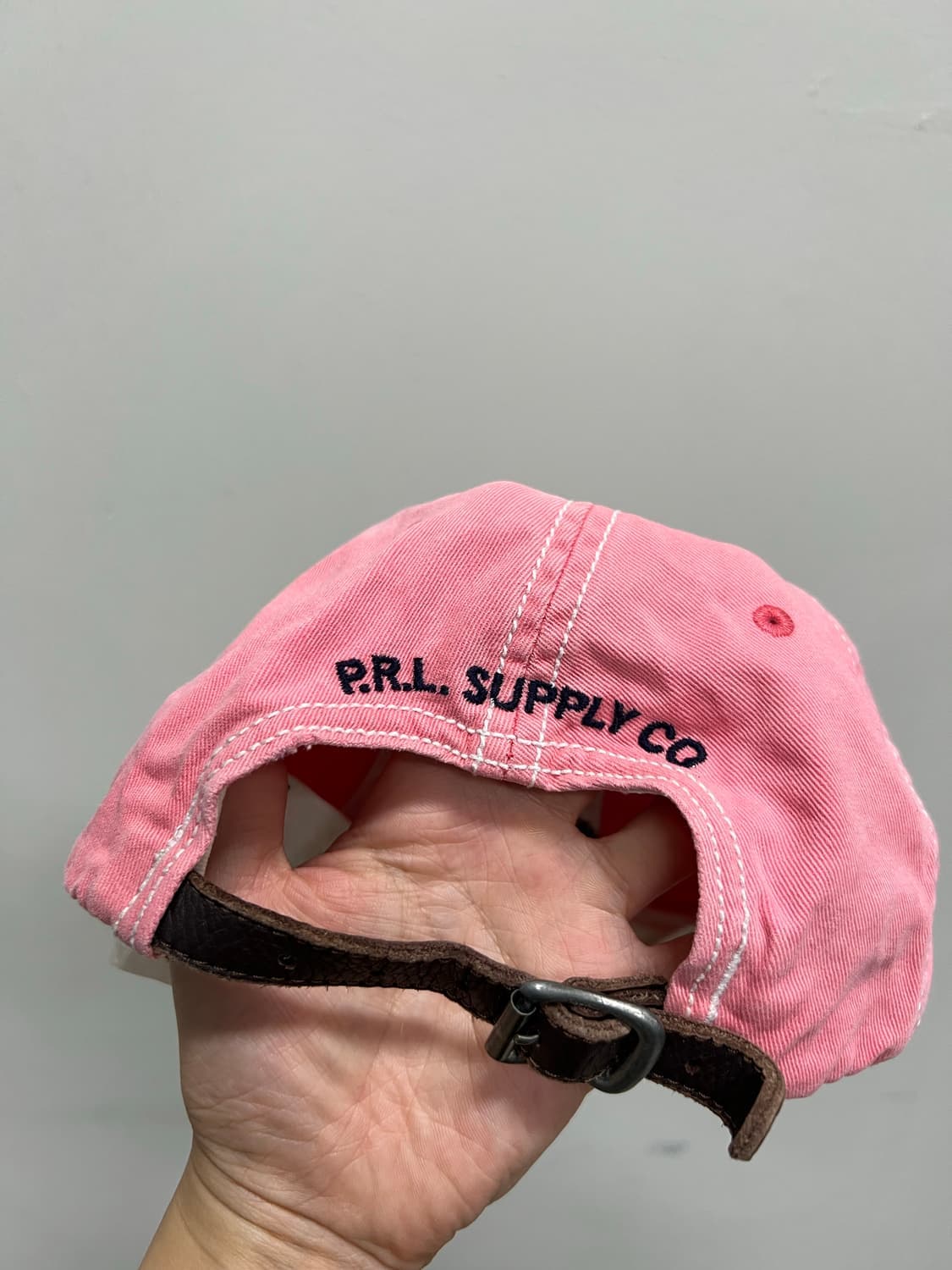(OS) 폴로랄프로렌 올드스쿨 볼캡 핑크/화이트 스티치 상품이미지3
