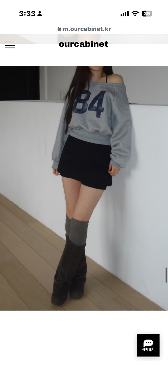 아워캐비넷 number off mtm 오프숄더맨투맨그레이 상품이미지4