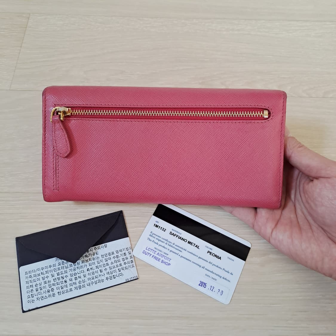 [100%/정품] 프라다 사피아노 레더 장지갑 핑크, 프라다지갑 상품이미지3