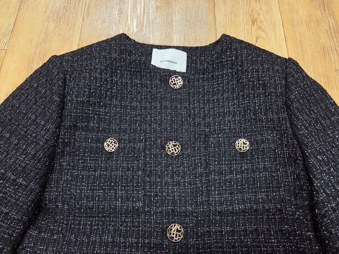 르꼬르망(le cormang) 금장버튼 트위드자켓 55  상품이미지2
