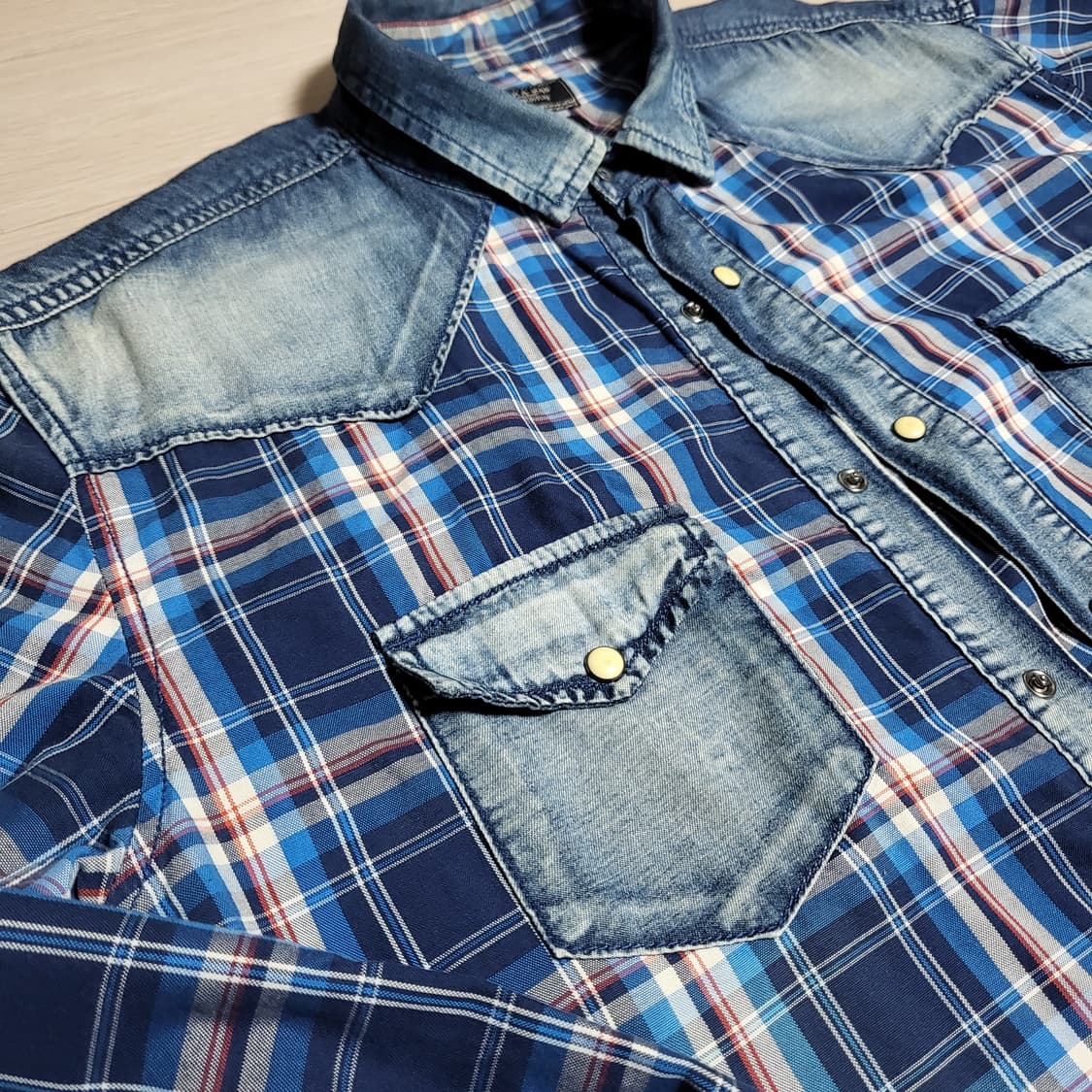 자라 데님 체크 셔츠(xl) 상품이미지3
