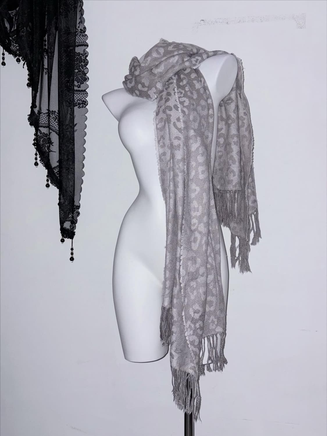 무채색 호피 레오파드 갸루 목도리 상품이미지1