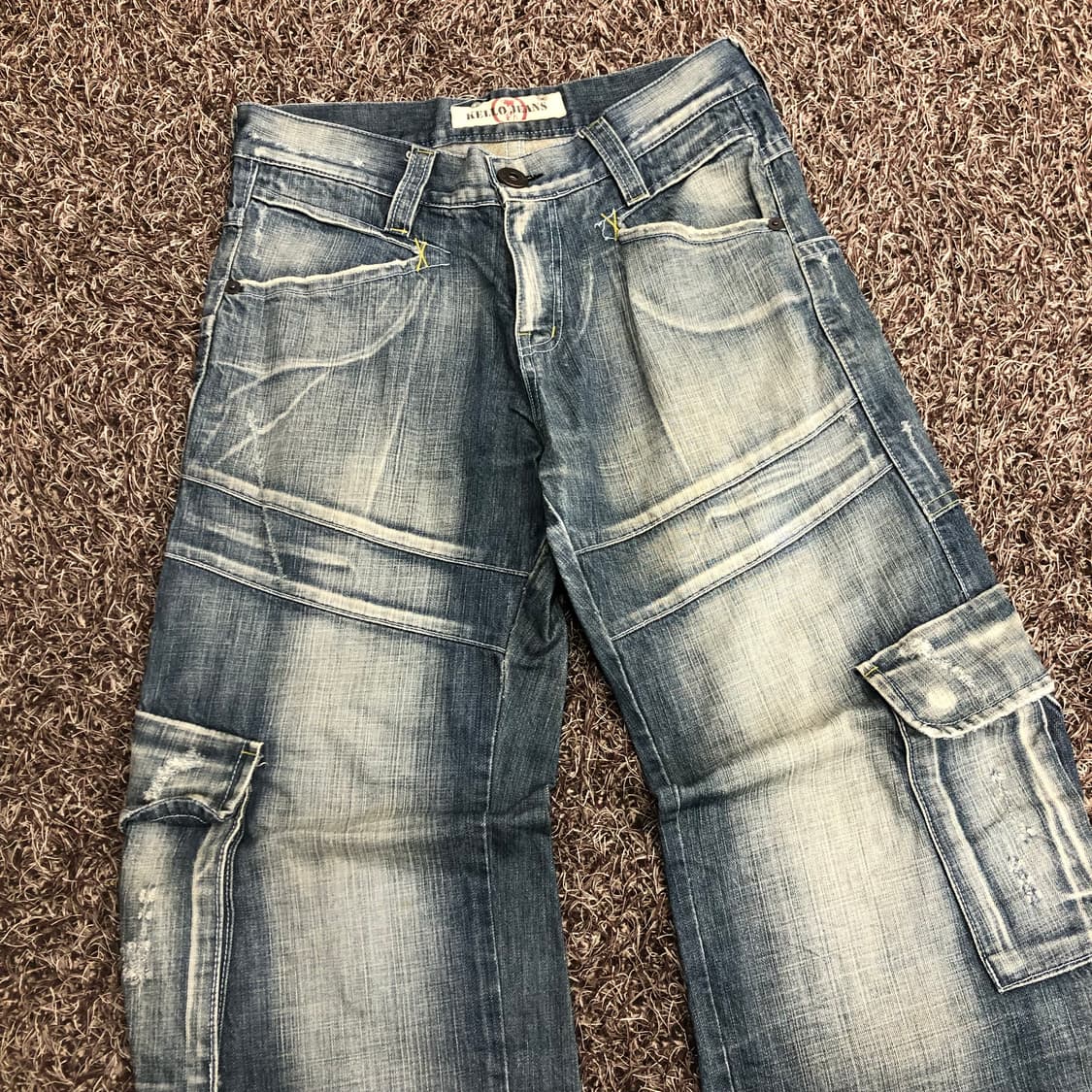 Kello Jeans 켈로 진스 워시드 와이드핏 카고 데님 팬츠 상품이미지2