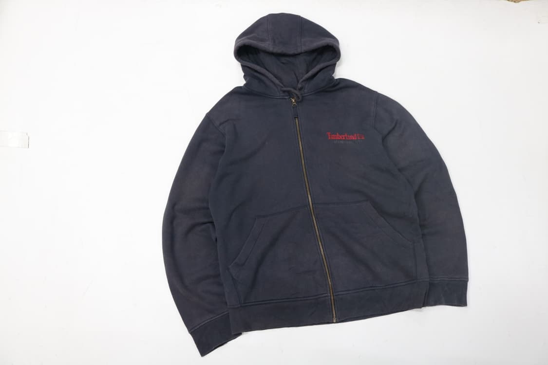 팀버랜드 빈티지 레드 로고 네이비 후드 집업 상품이미지3
