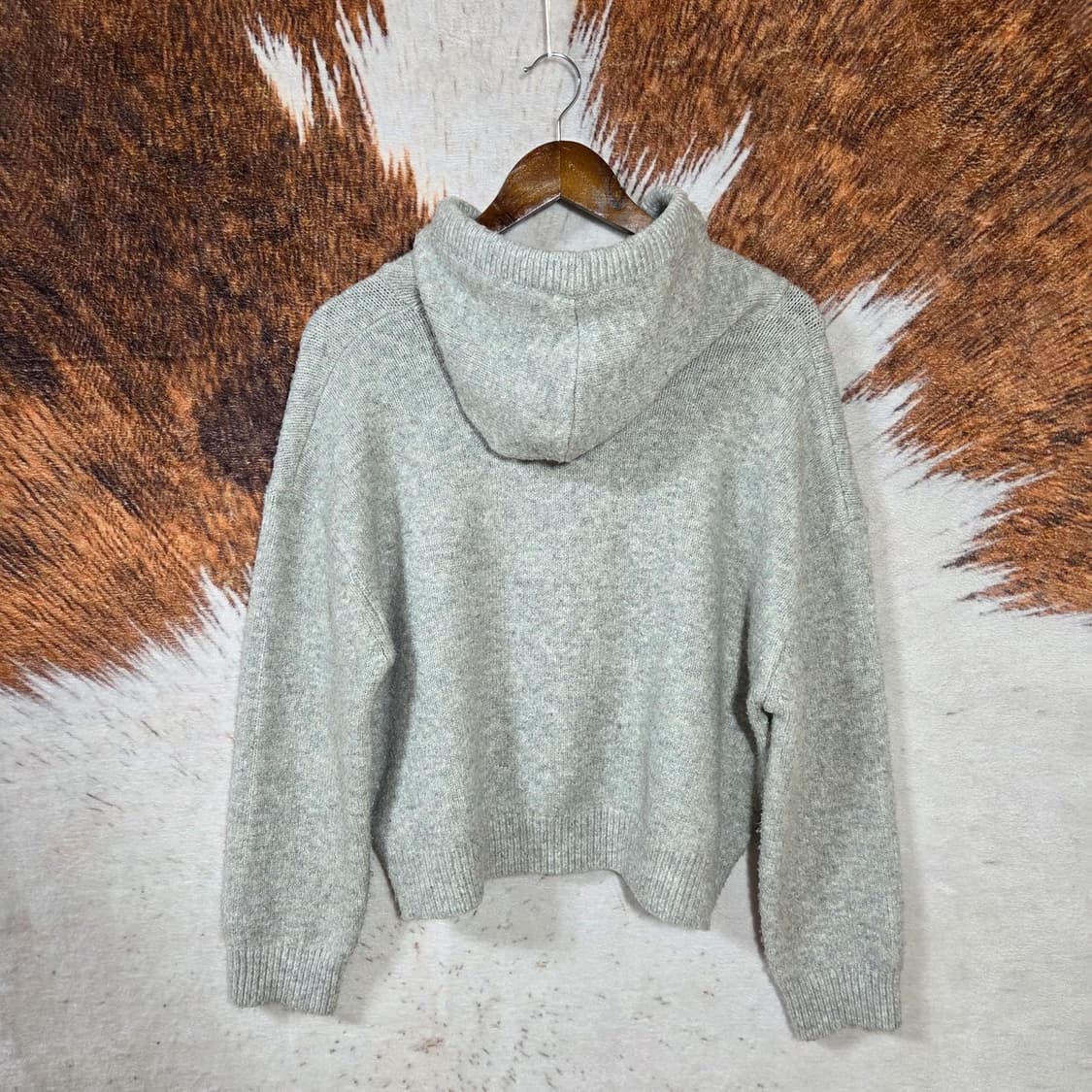 그레이 반크롭 오버핏 니트 후드집업 상품이미지4