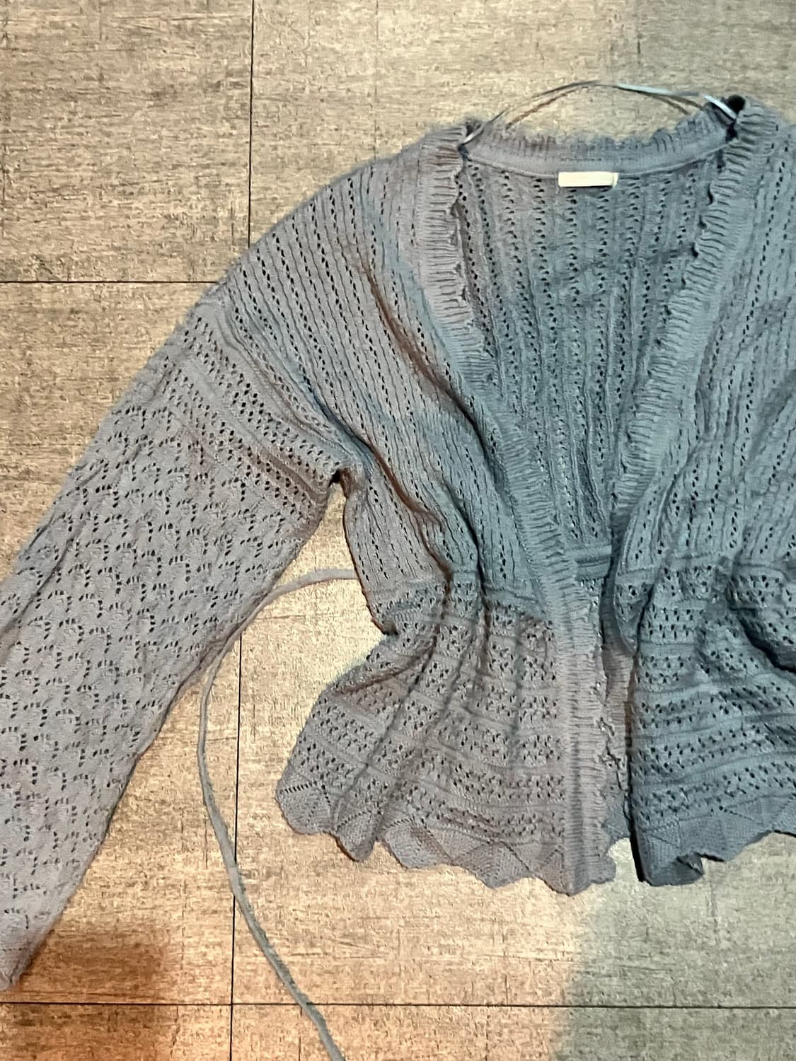 일본빈티지 하구미모리걸 달천깔페어리 셔링 니트가디건 스카이블루 상품이미지3