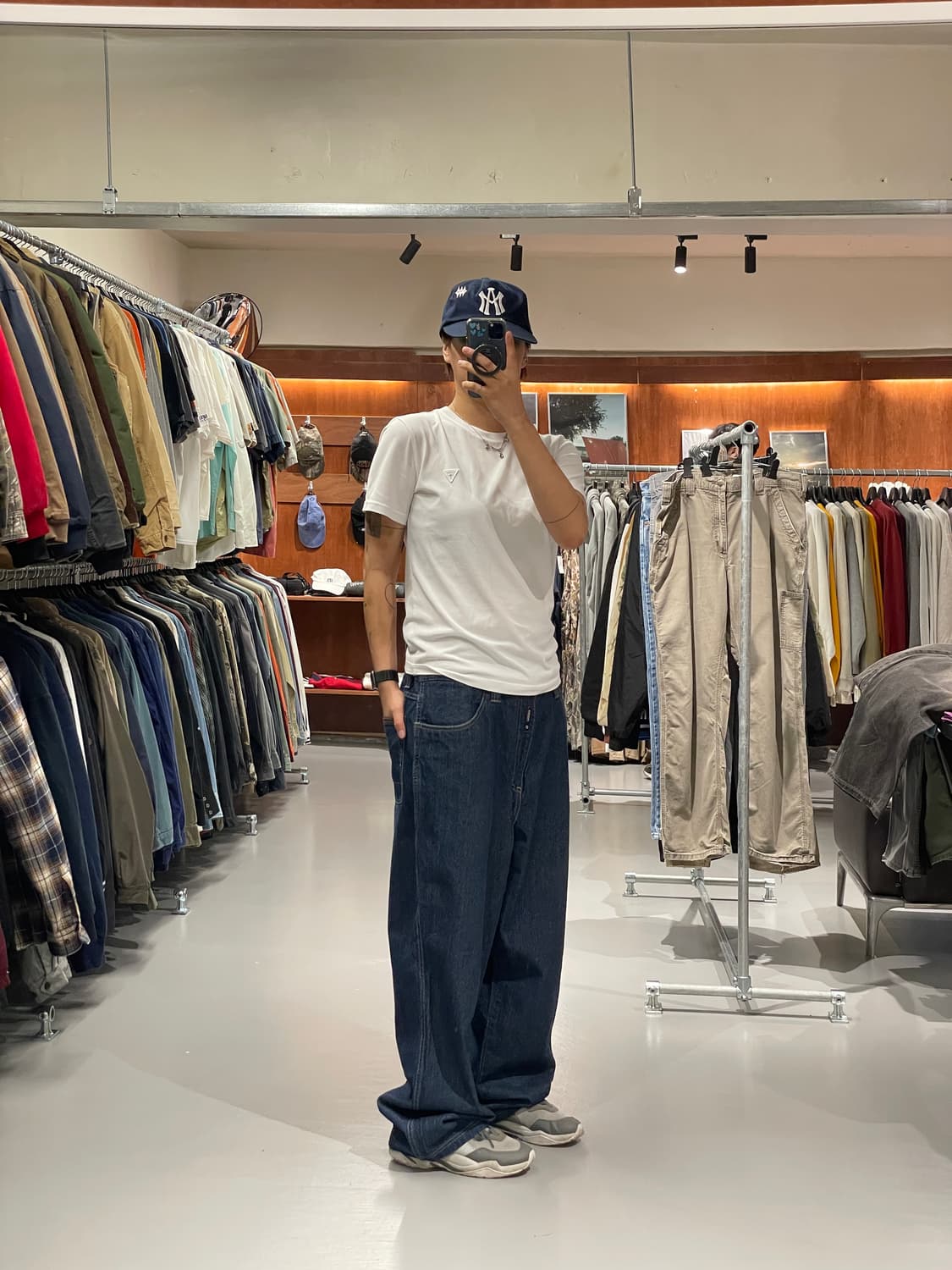 빈티지 올드스쿨 힙합 진청 데님 팬츠  상품이미지5