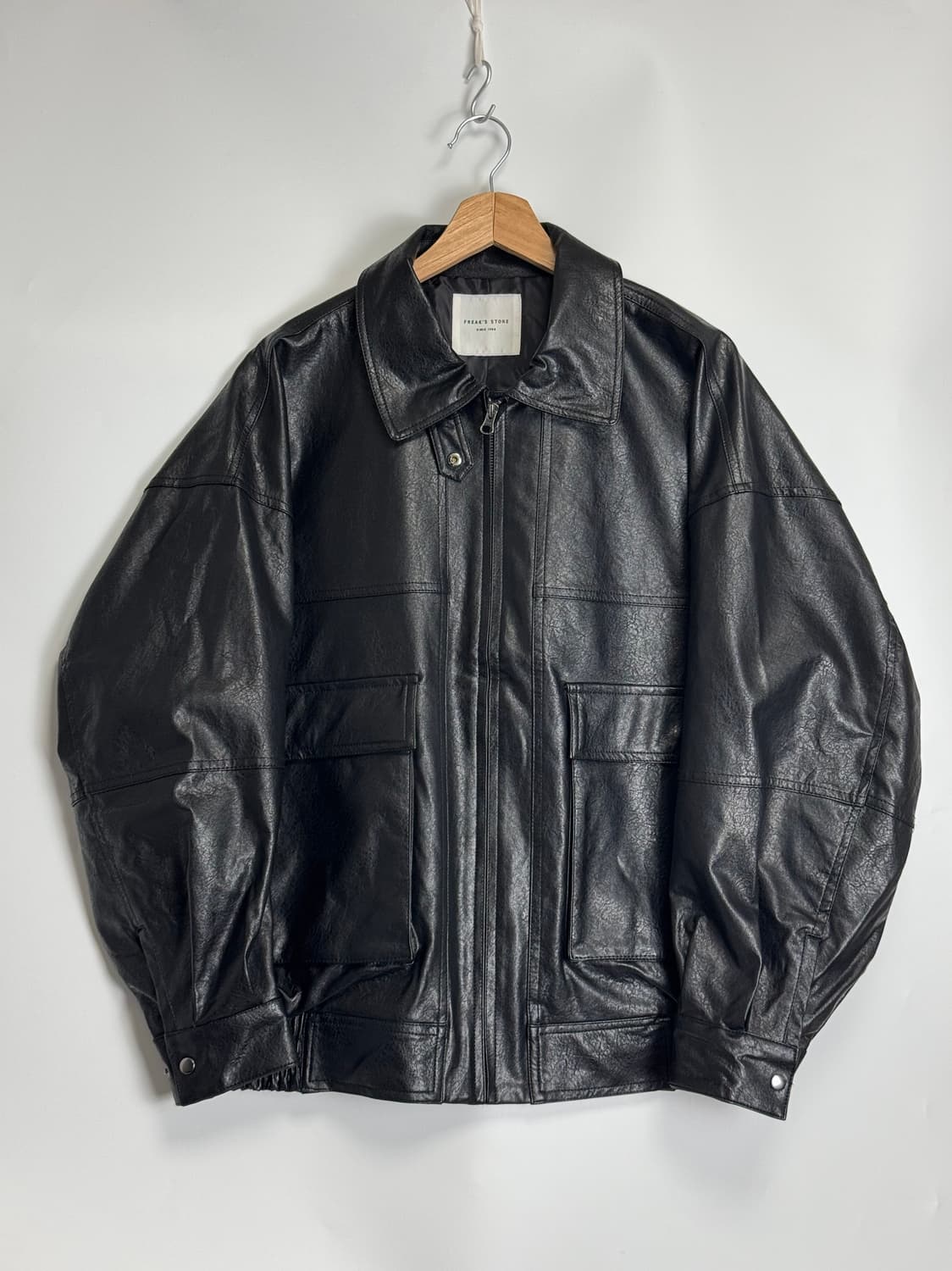 프릭스스토어 빅실루엣 리사이클 레더 자켓 블루종 Free 상품이미지2