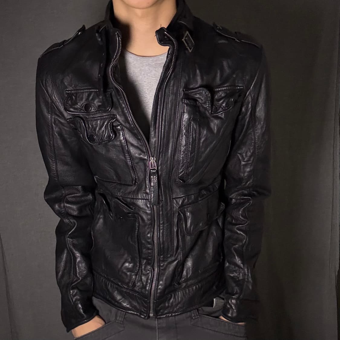 포켓 디테일 양가죽 자켓 상품이미지5