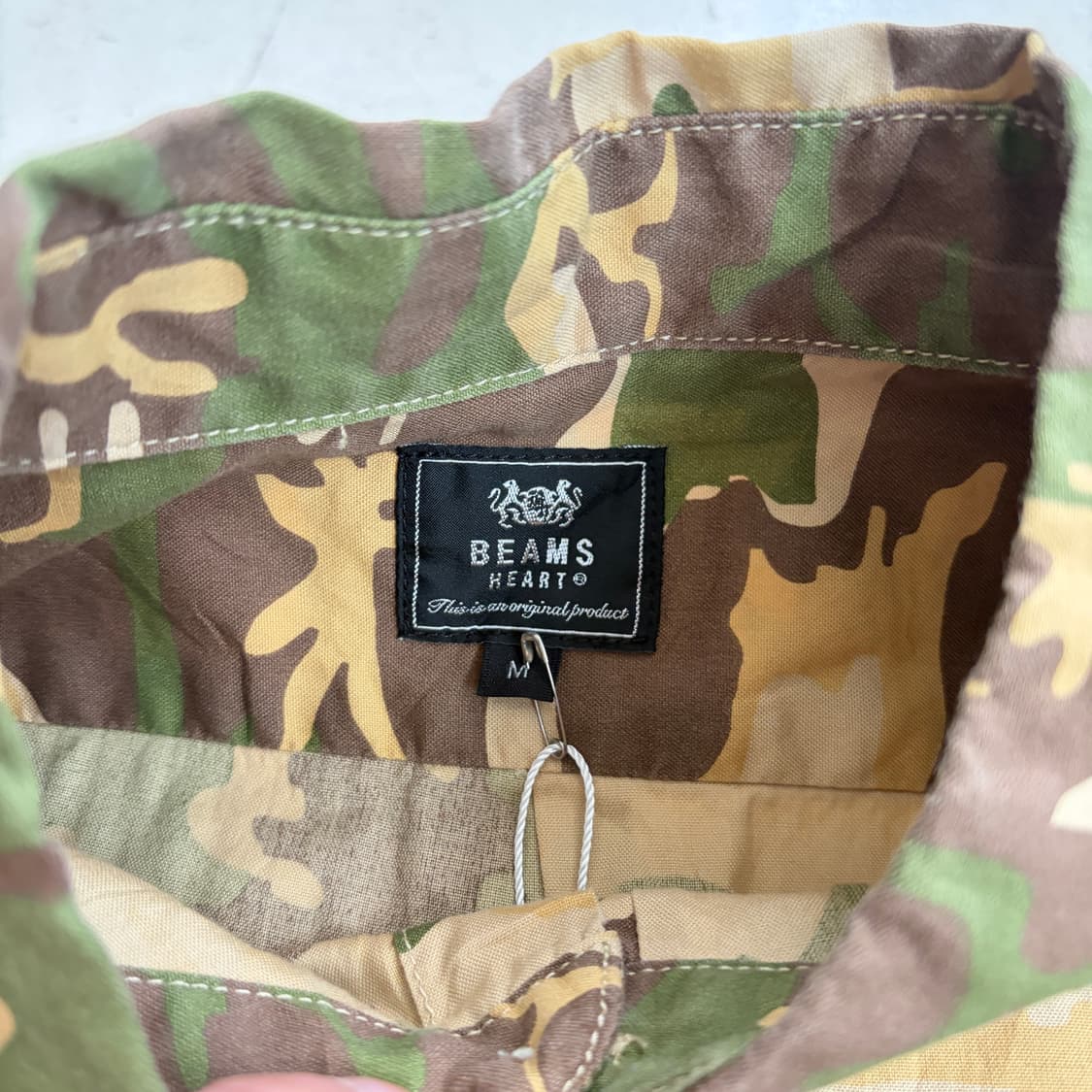 BEAMS HEART 빔즈 빈티지 카모 플라주 반팔셔츠 M 상품이미지5