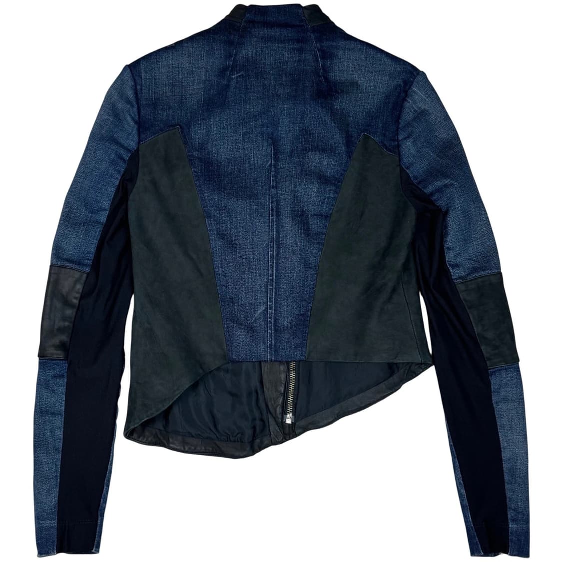 헬무트 랭 데님 & 가죽 믹스 비대칭 바이커 자켓 상품이미지2
