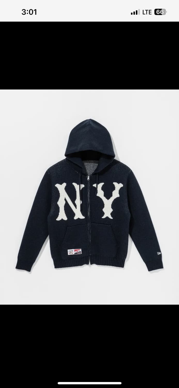 MLB 뉴욕양키스 후드 집업 니트 카디건 네이비 상품이미지1