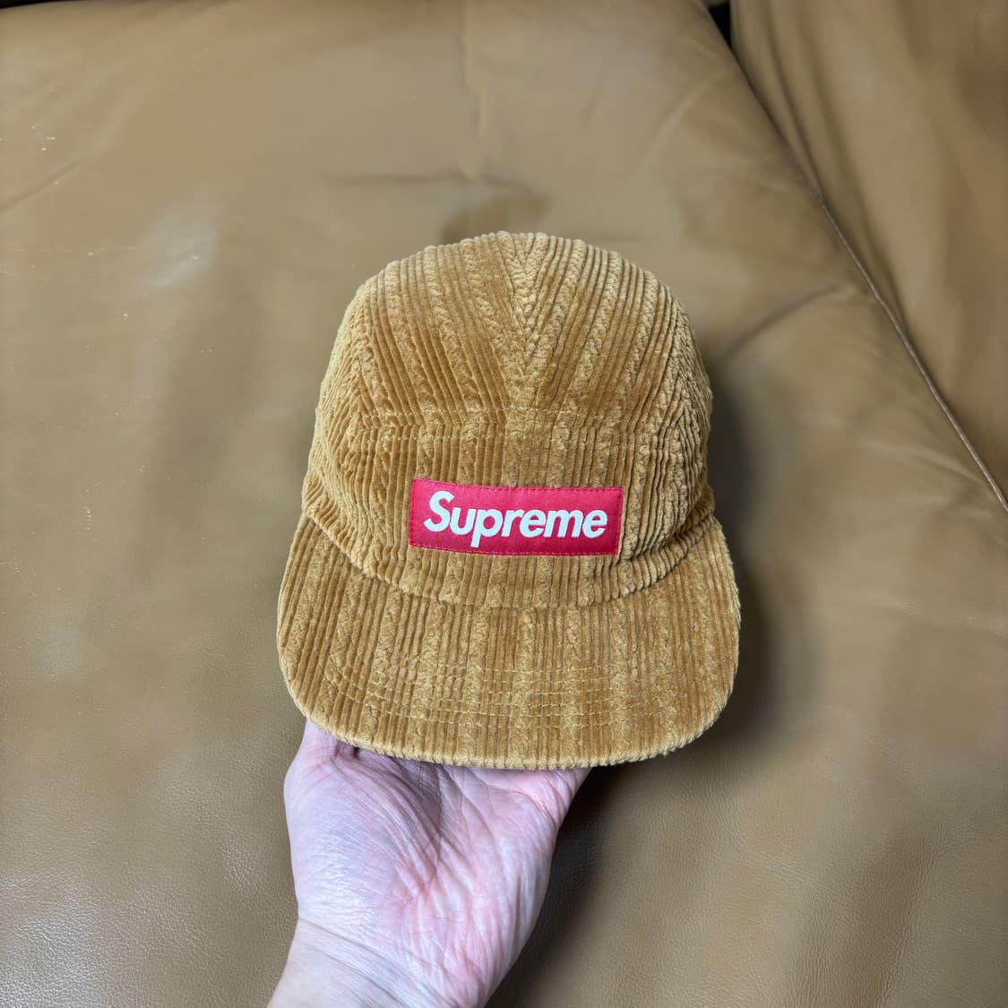 슈프림 캠프캡 모자 박스로고 코듀로이 탄 상품이미지2