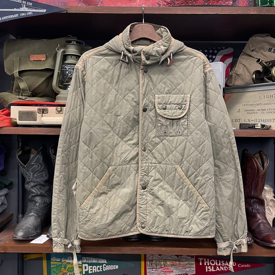 90s 폴로 랄프로렌 퀼팅 후드 탈부착 유틸리티 포켓 거너 자켓 상품이미지1