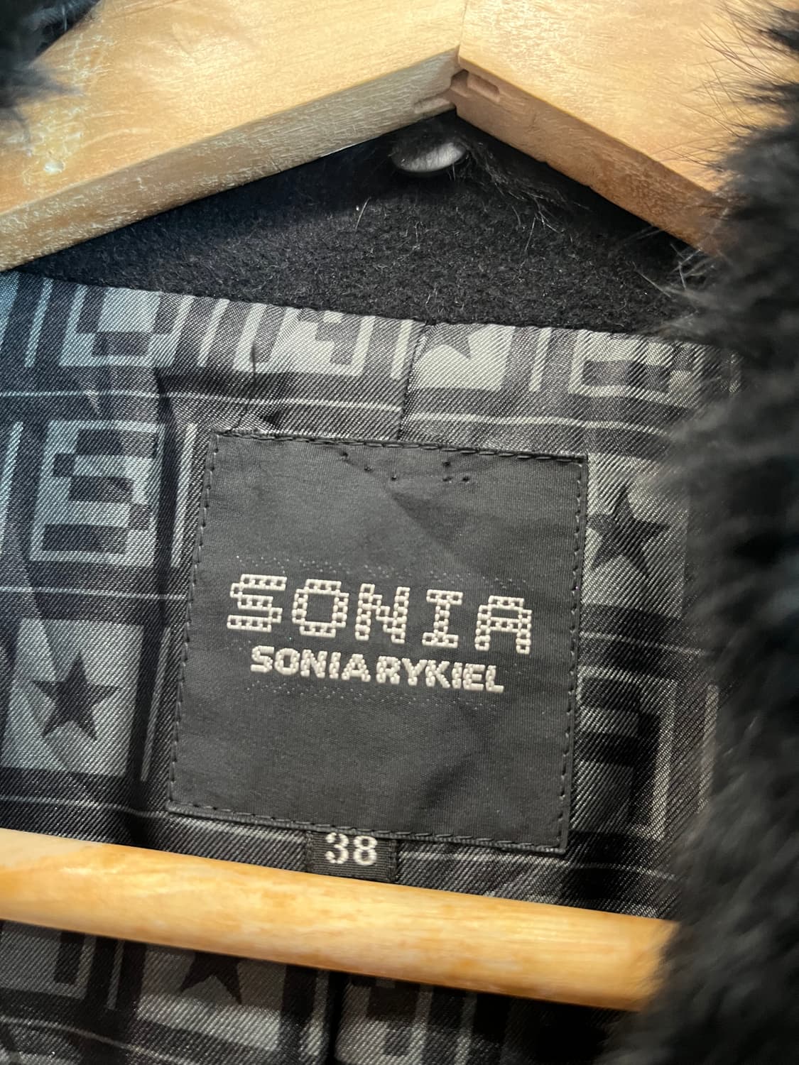 소니아리키엘 울 앙고라 퍼 코트 블랙 상품이미지5