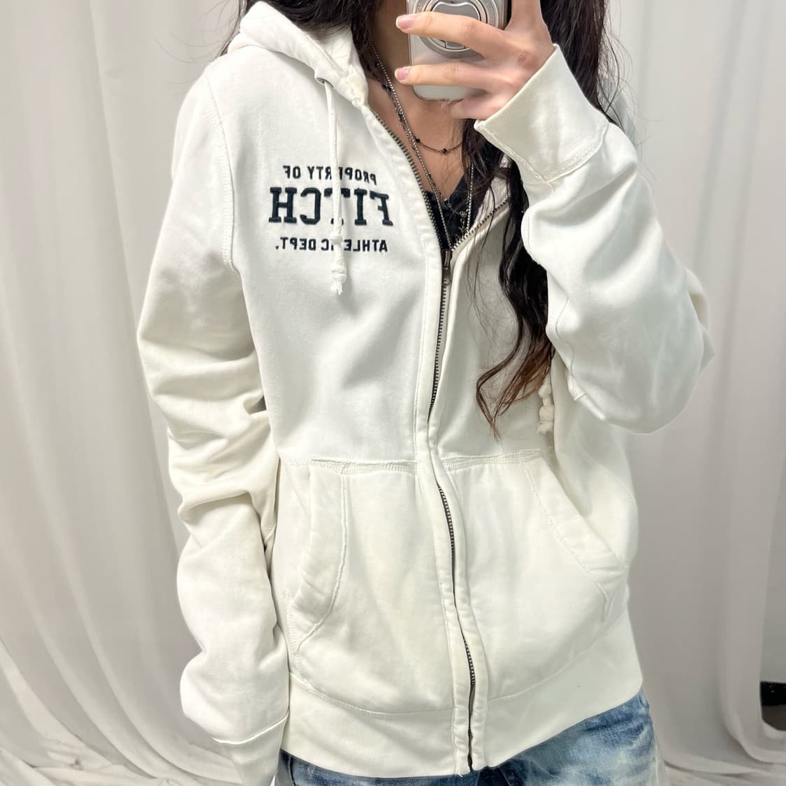 Abercrombie White Hoodie Zip-up 상품이미지3