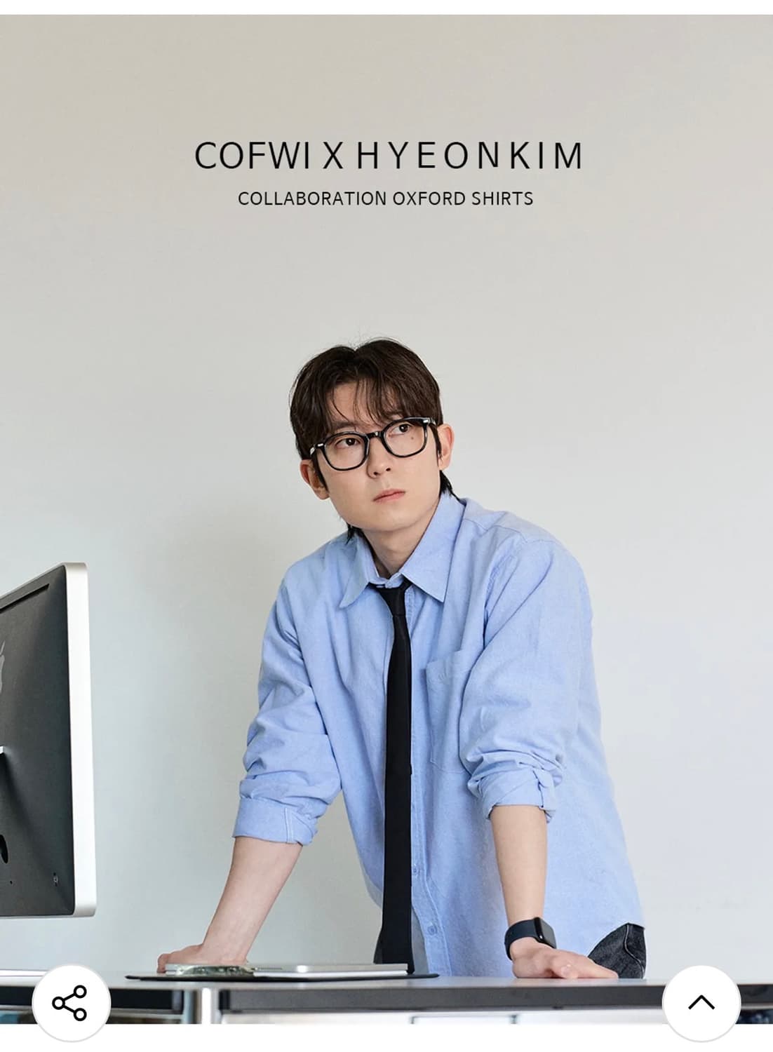 (새상품)(M) 코프위 [숏 ver]워싱 코튼 옥스포드 셔츠 스카이블루 상품이미지3