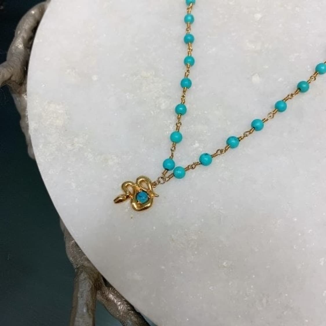 소윰 원석 비즈 목걸이(터키석) 상품이미지2