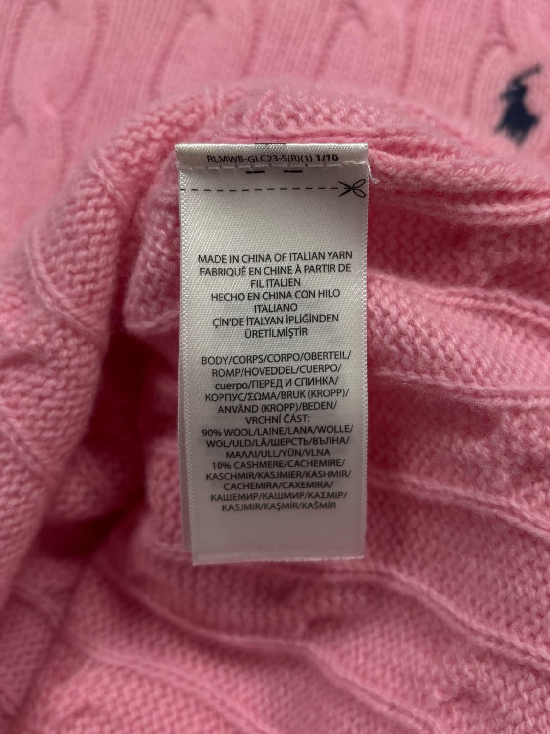 폴로 울 캐시미어 핑크 꽈배기 니트 상품이미지6