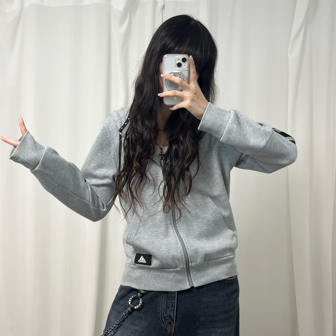 Adidas gray hood zip-up 상품이미지2