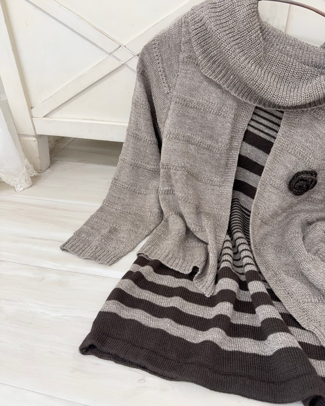 Nerd mocha mousse cardigan layered knit  상품이미지10