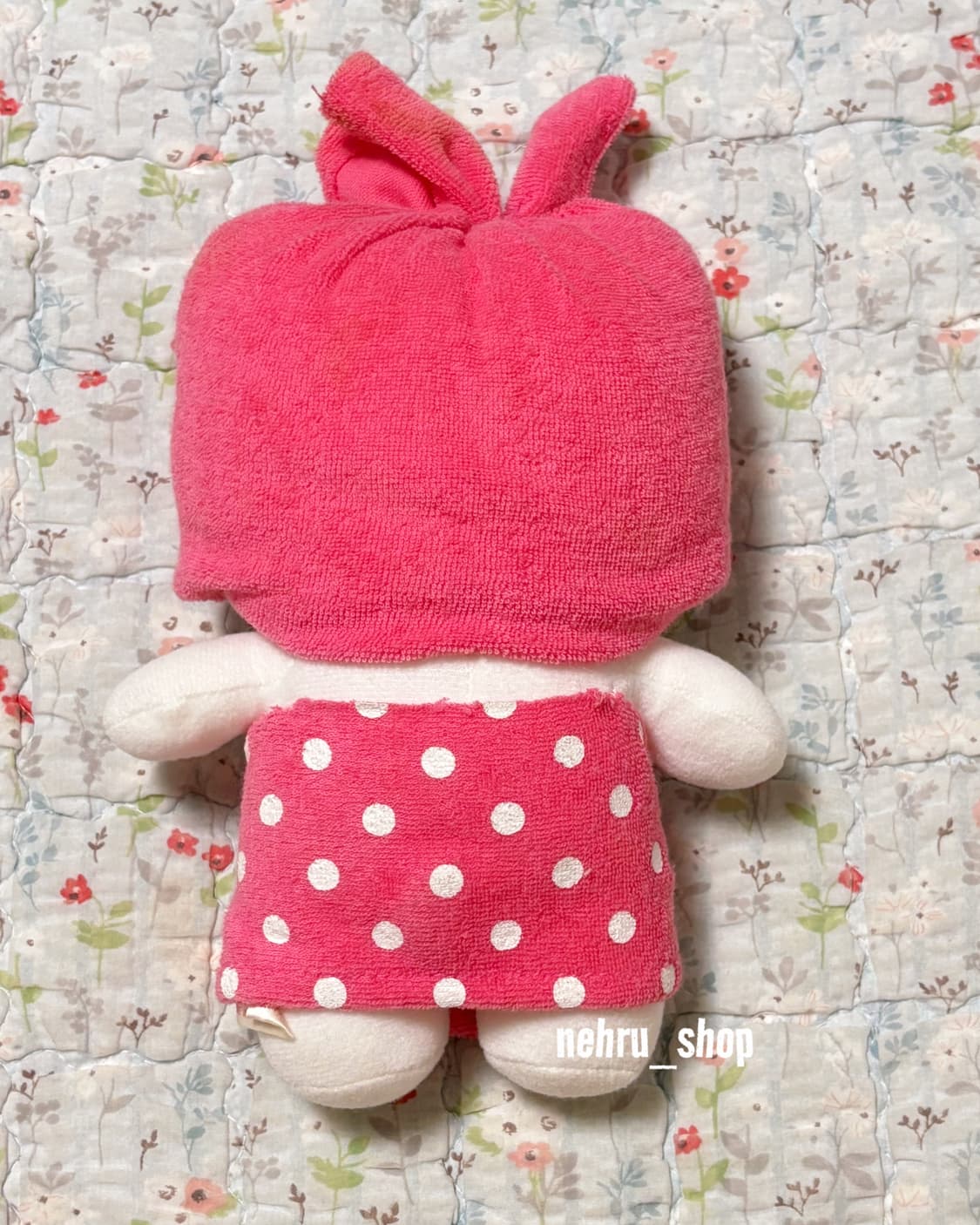 (이체시에눌) 고전키티 목욕키티 수건키티 핑크 도트 패턴 키티 인형 상품이미지2