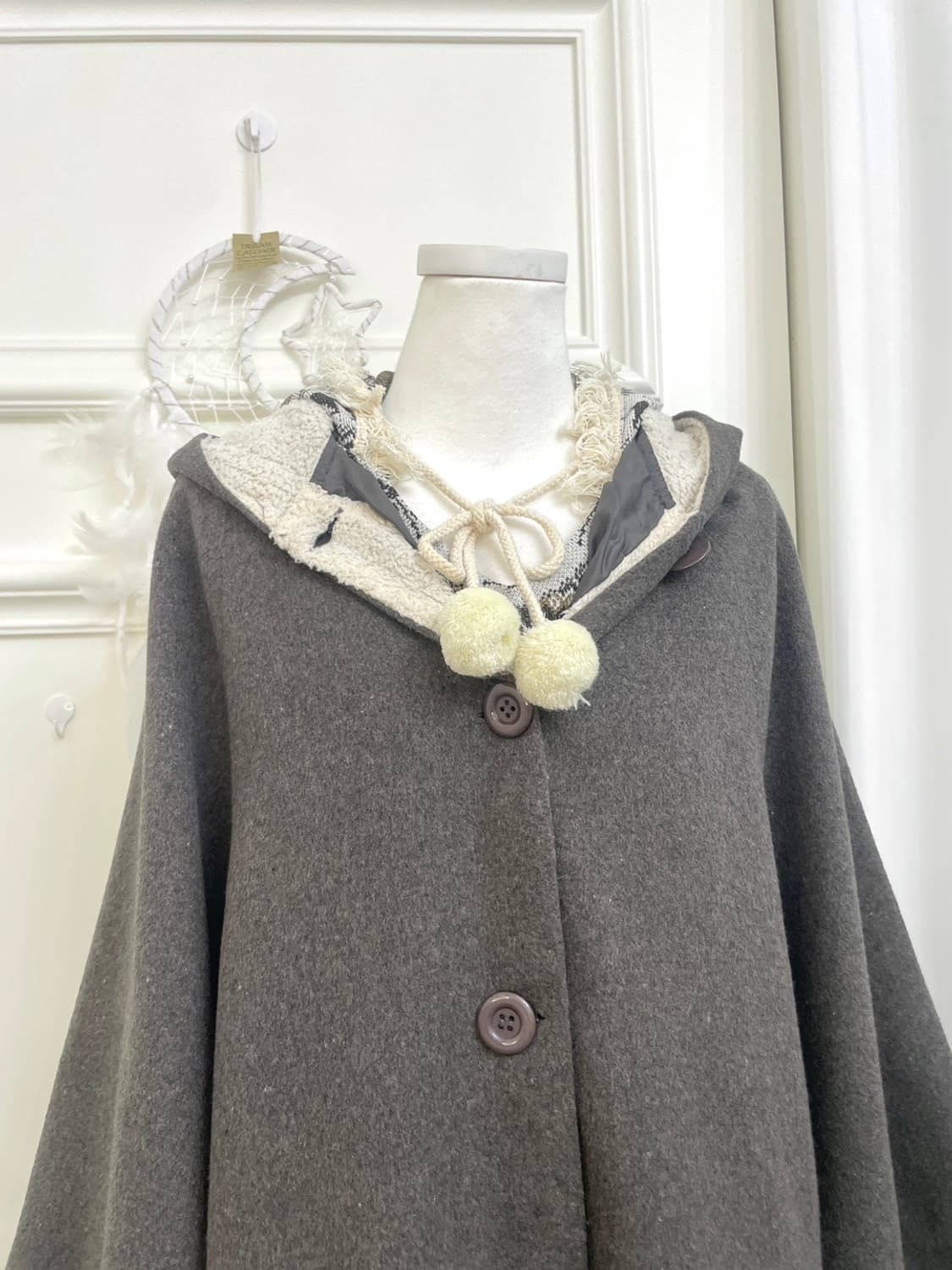 dark brown fur hoodie cape(size-M) 상품이미지7