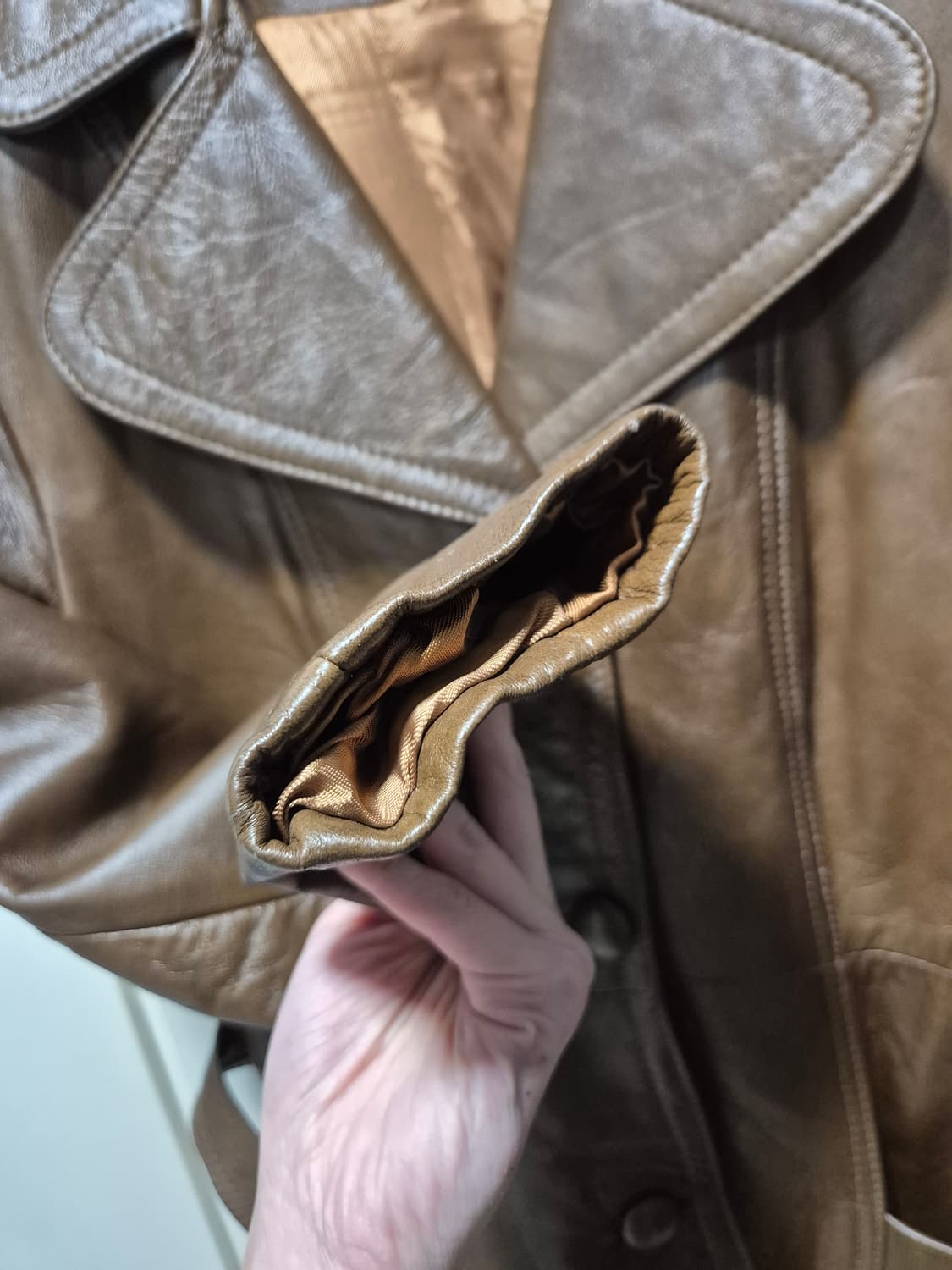 빈티지 멕시코 브라운 리얼가죽 벨티드 자켓 상품이미지7