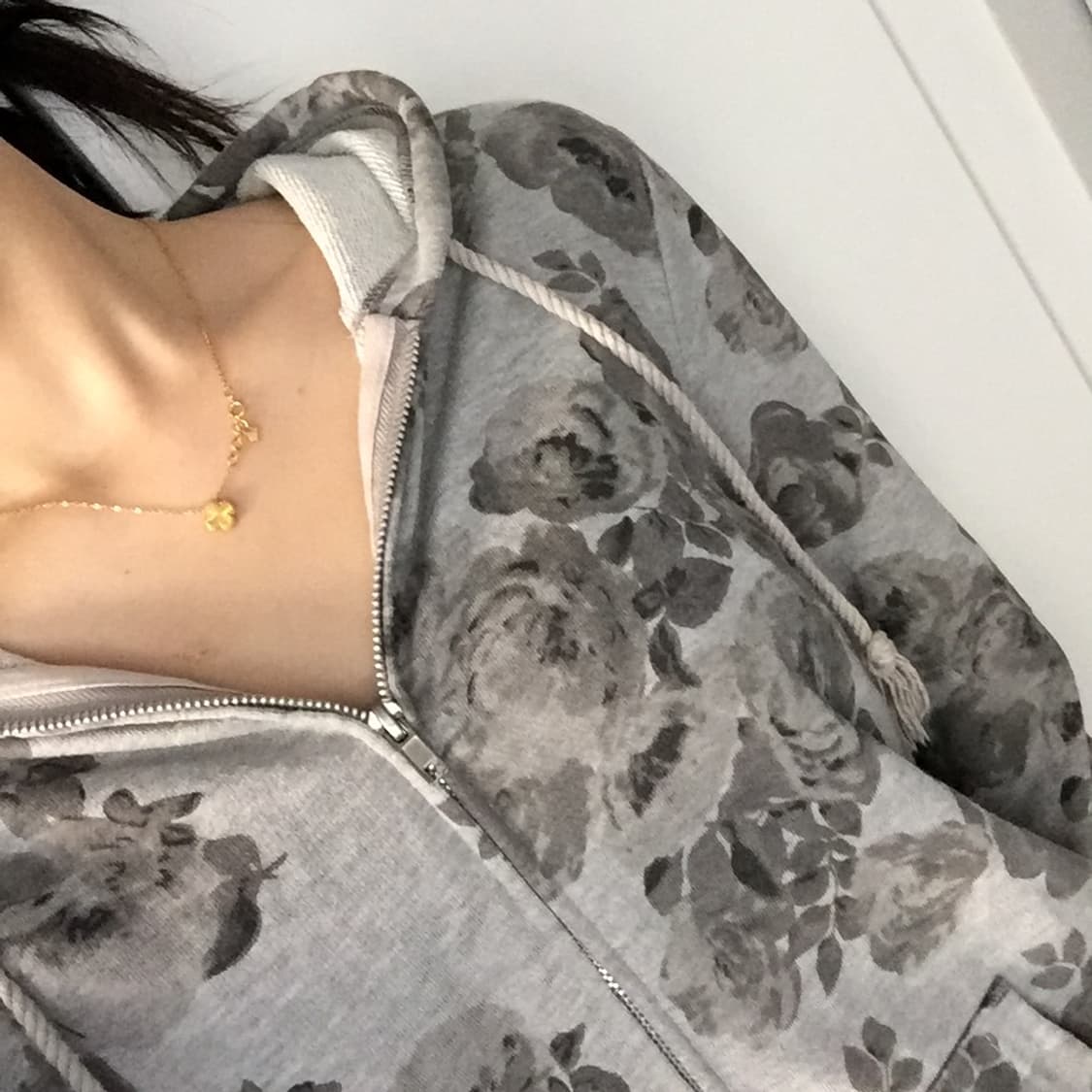 모노 심플 플라워 후드집업 상품이미지6