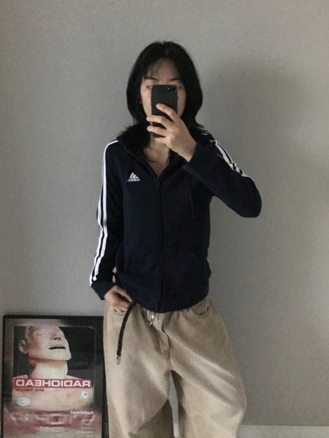 아디다스 삼선로고 네이비 후드집업 상품이미지2