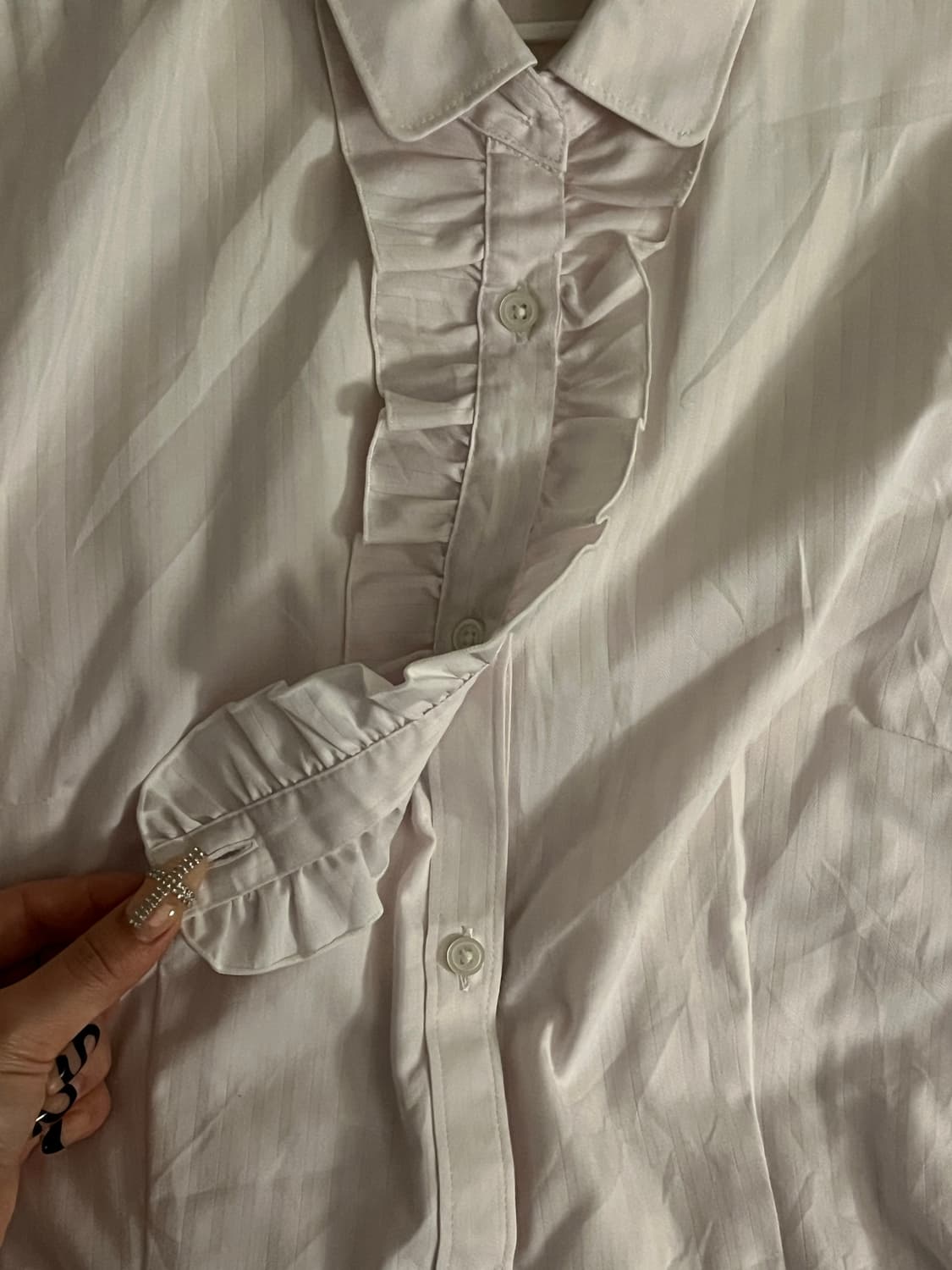 핑크 프릴 포인트 셔츠 히메갸루 라떼갸루 오네갸루 상품이미지5