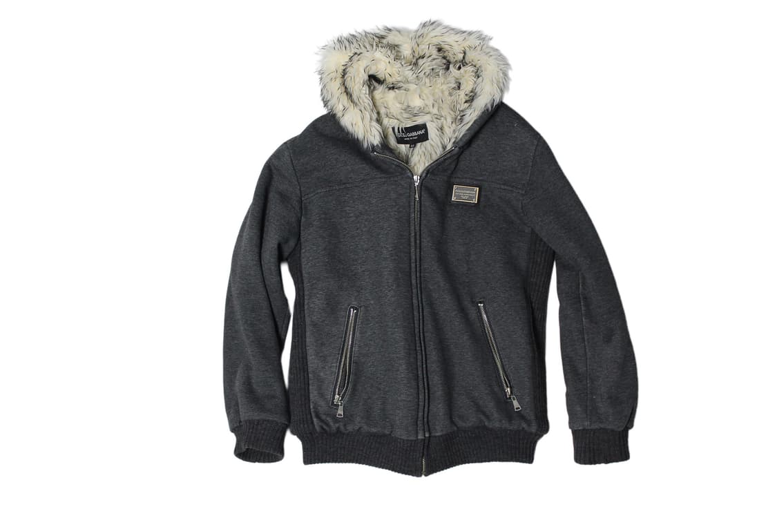 00s DOLCE & GABBANA Wolf Fur Zip Hoodie 상품이미지2