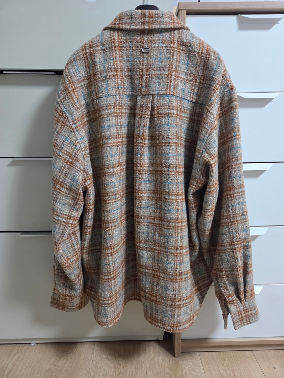 솔리드옴므 24FW 펜시 텍스쳐 체크 셔츠 오렌지 48사이즈 상품이미지2